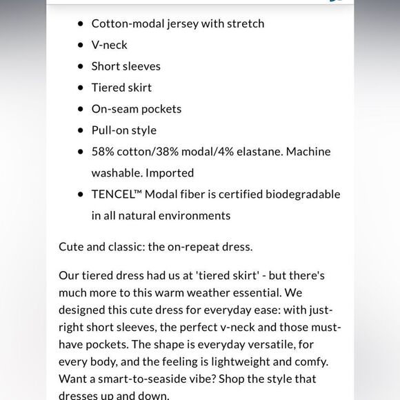 Land’s End Dress Short sleeve tiered dress Baltic teal palm knit pockets Med T - Picture 13 of 14